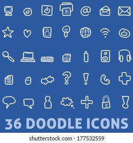 Doodle computer icons set - sketchy icon collection.