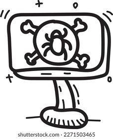 Doodle computer viruses icon outline vector