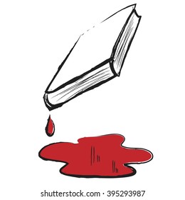 doodle concept book and blood, vector illustration