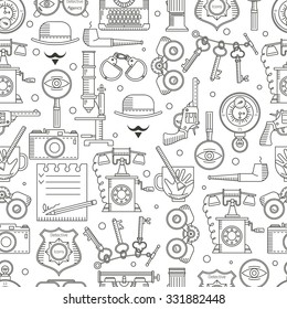 Doodle concept design style. Detective flat icons. The modern concept of the line style for Web banners, printed and promotional materials