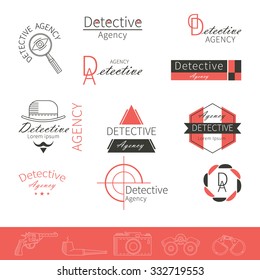 Doodle concept design style. Detective flat icons. The modern concept of the line style for Web banners, printed and promotional materials