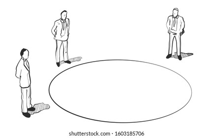 Doodle concept. Group of Businessman with circle. Vector illustration 
