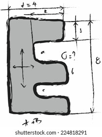 doodle concept symbol letter E