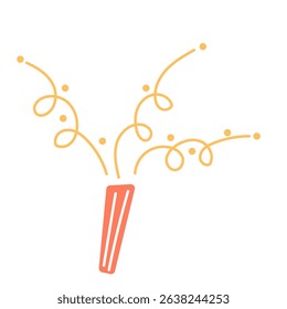 Doodle Confetti Firework Icon. Funny Petard Symbol Birthday Party Greeting Element. 