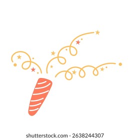 Doodle Confetti Firework Icon. Funny Petard Symbol Birthday Party Greeting Element. 