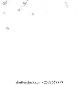 Doodle Confetti Pattern Background. Vector Simple Line Abstract Birthday Card. Kid Drawing Shapes in Cartoon Style. Happy Celebration Elements for Graphic Illustration. Ribbons, Lines, Stars Shape Ske
