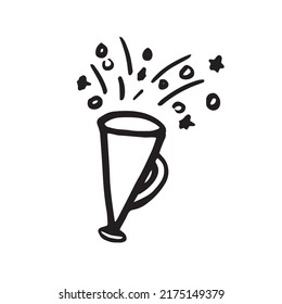 Doodle confetti popper. Happy birtday. Vector illustration