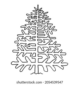 Doodle coniferous tree line art. Forest spruce and pine. Hand drawn vector illustration. Christmas winter graphics simple sketch. Isolated design element.