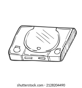 Doodle Console Icon Sketch Illustration. Old Technology Vector Graphic Pictogram Symbol Clip Art. Doodle Sketch Black Sign.