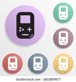Doodle consoles badge color set icon. Simple glyph, flat vector of toys icons for ui and ux, website or mobile application