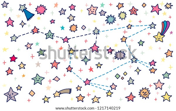 Doodle Constellation Ursa Major Stars Hand Stock Vector Royalty Free