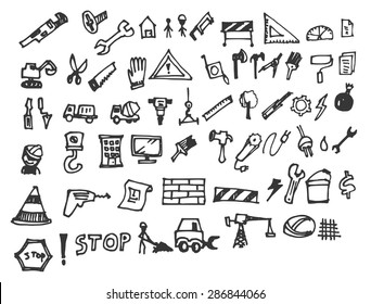 doodle construction icons