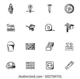 Doodle Construction and repair icons set for web design