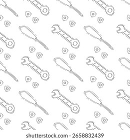 Doodle Construcción Patrón sin fisuras. Fondo de la herramienta de construcción