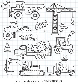 doodle construction truck drawing set