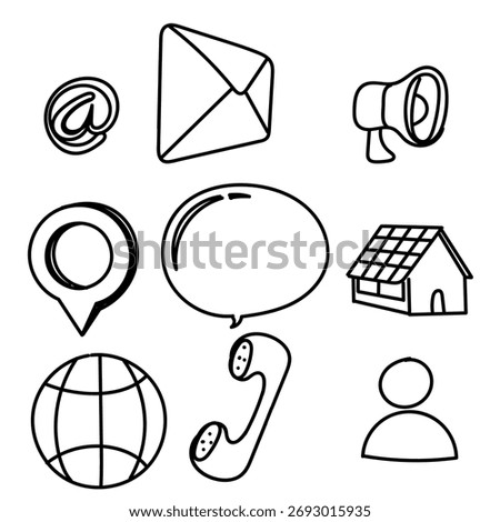 doodle contact connection icon hand drawn cartoon collection