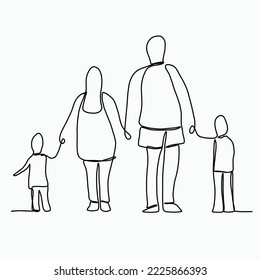 Dibujo de una familia a mano alzada de línea continua. Ilustración del vector