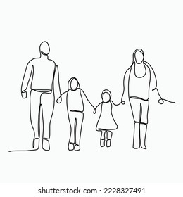 Dibujo de una familia a mano alzada de línea continua. Ilustración del vector