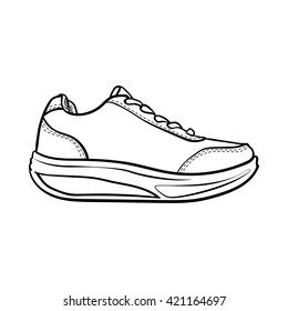 doodle contour shoes  cartoon sneaker isolated white
