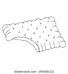 Doodle cookie with a bite off. Cracker cookie isolated on white phoneme.