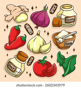 Doodle Cooking spices hand draw style collection set