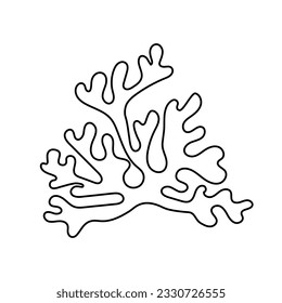 Doodle Coral outline. Vector icon isolated. Concept the world day ocean, sea plants.