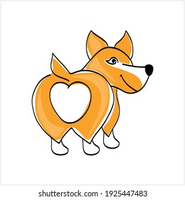 Doodle corgi dog isolated on white. Cartoon vector stock illustration. EPS 10