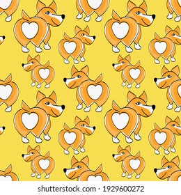 Doodle corgi dog seamless pattern. Cartoon vector stock illustration. EPS 10