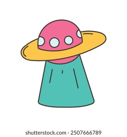 Doodle Cosmic Illustration - UFO