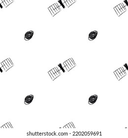 Doodle cosmic seamless pattern in childish style. Hand drawn abstract space sattelites. Black and white. Vector line print, design, banner, poster