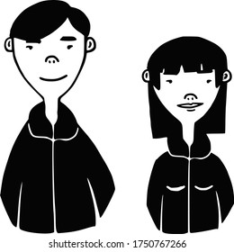 Doodle couple. Hand drawn vector illustration.
