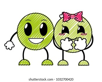 doodle couple happy and nice face emoji