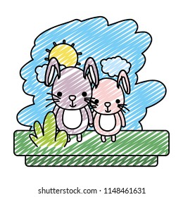 doodle couple rabbit cute wild animal