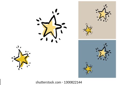 Doodle couple stars. Hand drawn illustration for nursery. Simple art composition in scandinavian style for decoration baby room and toys.
