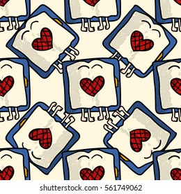 Doodle couple in their bed, vector concept seamless pattern