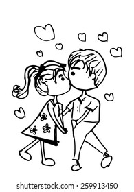 Couple Kissing Sketch Images Stock Photos Vectors Shutterstock