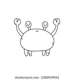 Doodle Crab. Vector illustration of a crab in black and white