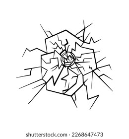 doodle crack wall, crack illustration
