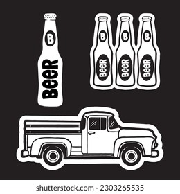 Doodle craft beer illustration. Vector beer elements.