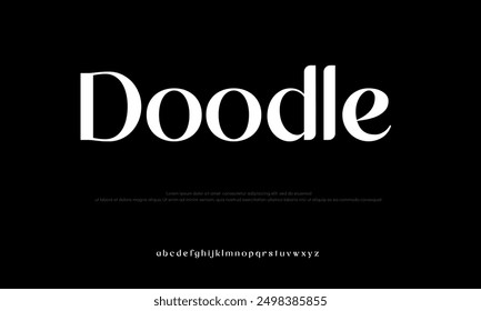  Doodle Creative fuente. Fuente de tecnología digital abstracta moderna. Logo fuente creativa, tipo, tecnología, película, digital, música, película. Fuentes e ilustración en formato Vector.