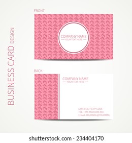 Doodle creative simple  business card template with hand drawn flowers. Vector design eps10. Line seamless pattern.