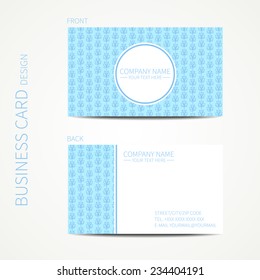 Doodle creative simple  business card template with hand drawn flowers. Vector design eps10. Line seamless pattern.