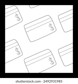 Doodle Credit card icon isolated seamless pattern on white background. Linear Online payment Concept. Cash withdrawal. Financial operations. Shopping sign. Vector Outline Illustration