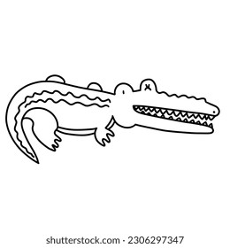 Krokodil-Doodle, einfache Zeichnung des Alligators , Krokodil-Vektorgrafik , Alligatorhandzeichnung