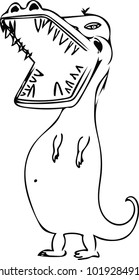 Doodle of a crocodile / t-rex mix. Vector image, drawn by hand.
