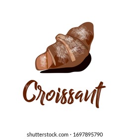 Doodle croissant. Hand drawn vector illustration for cafe and kitchen