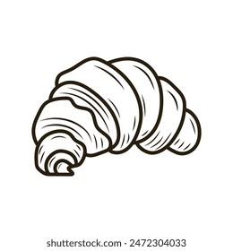 Doodle croissant. Outline hand drawn icon for coffee and bakery cafe.