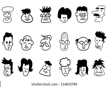 doodle crowd face icons
