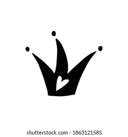 Doodle crown. hand drawn crown isolated on a white background. Vector illustration sticker, icon, design element