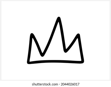 Doodle crown icon isolated on white. Sketch clip art. Vector stock illustration. EPS 10